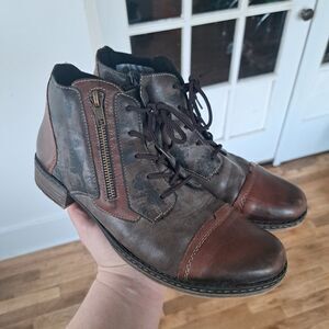 Remonte Womens Boots Size 41 Brown Black Metallic Zip Up Short Ankle Chukka Shoe